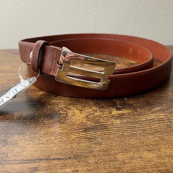 Vtg Veari Leather Belt 44 Mens Brown Mexico Silver Buckle Adjustable Deadstock - Picture 3 of 11